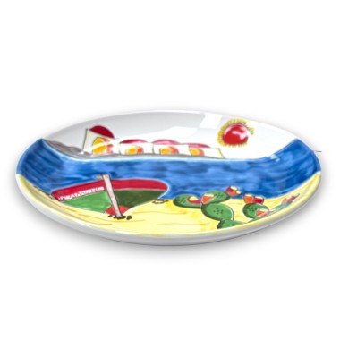 Handmade sicilian ceramic Round plate 24 cm Dammusi Elaborato de simone pottery Handmade sicilian ceramic Round plate 24 cm Dammusi Elaborato de simone pottery